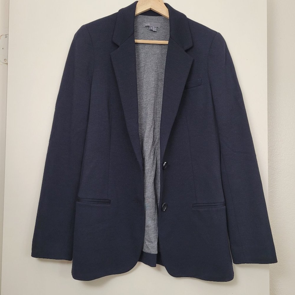 Vince Women Wool Blazer Navy Two Button Career Work Office Classic Jacket size 8